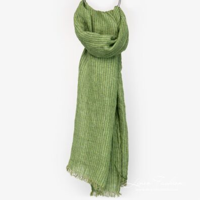 Green linen checked scarf full size