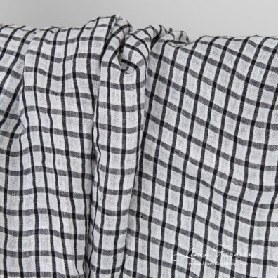 Linen fabric in black and white checks