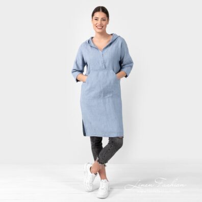 ENY light blue linen dress with front pocket