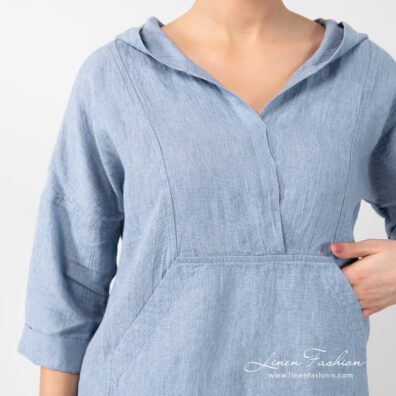 ENY light blue linen dress with hoodie