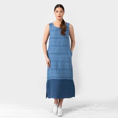 AURORA blue linen dress in full size