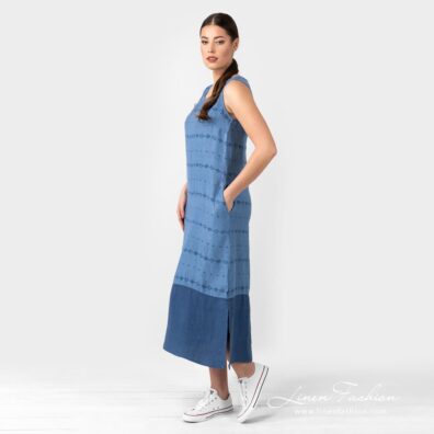 AURORA blue linen long dress