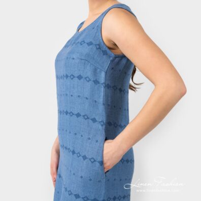 AURORA blue linen dress with pockets
