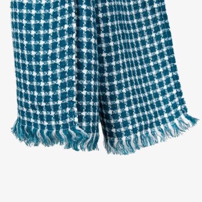 ULTRA ocean blue linen shawl with lose fringes