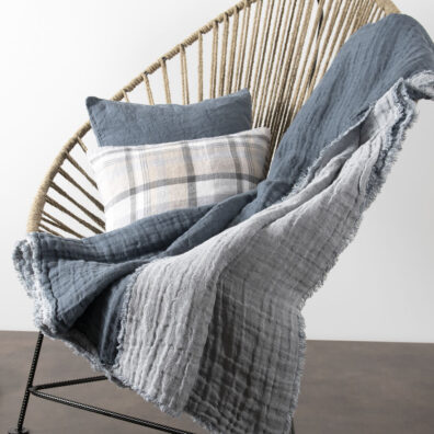 FOCUS dark grey double-sided linen blanket
