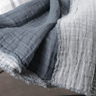FOCUS dark grey double-layered linen blanket