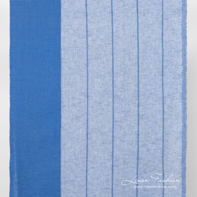 Linen cotton blue fabric with stripes