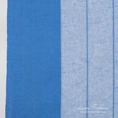 Linen cotton blue striped fabric