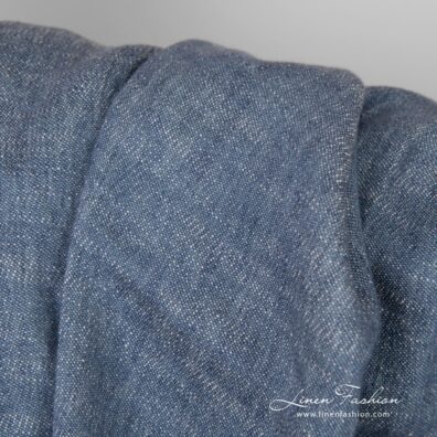 Bluish white linen cotton fabric, double-sided