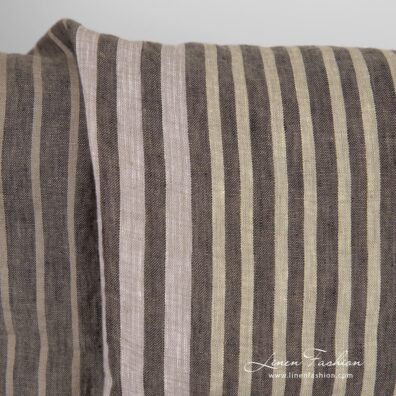 Multicolored linen fabric with stripes