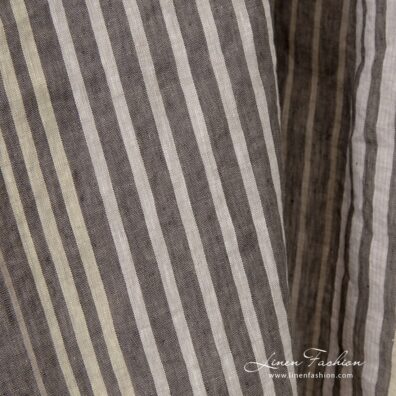 Multicolored linen fabric with stripes, washed fabric