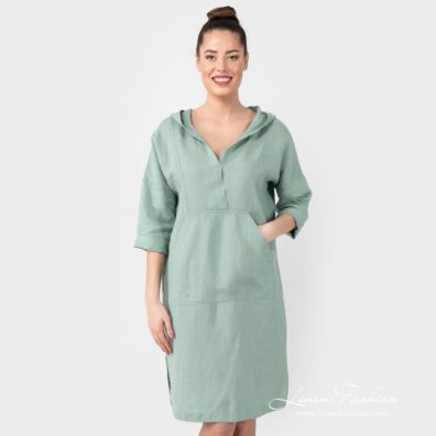 EMY mint green linen dress