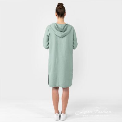 EMY mint green linen dress from back side