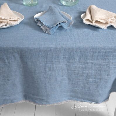 MANTIS greyish blue linen tablecloth