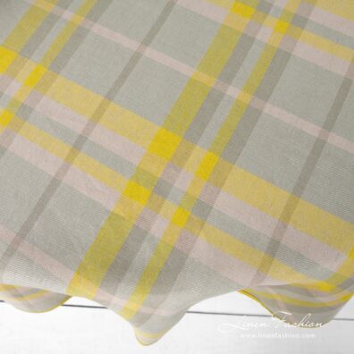 LOZANA round (oval) linen tablecloth in checks