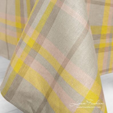LOZANA checked linen tablecloth in twill weave pattern