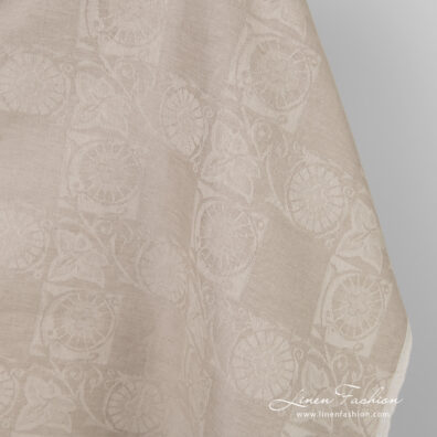 Linen cotton brownish jacquard fabric for clothes and home textile
