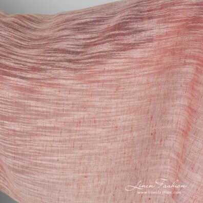 Linen cotton rosy fabric with white irregularities, gauze