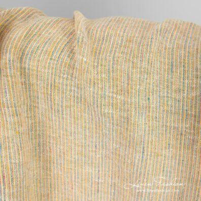 Linen fabric in multicolored stripes