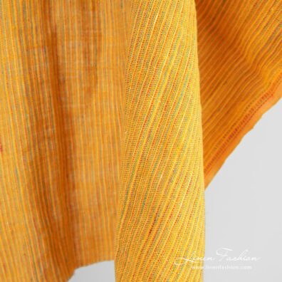 Yellow linen fabric in stripes