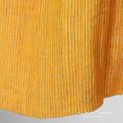 Yellow linen fabric in vertical stripes
