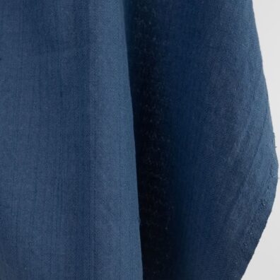 Dark blue linen cotton fabric, patterned