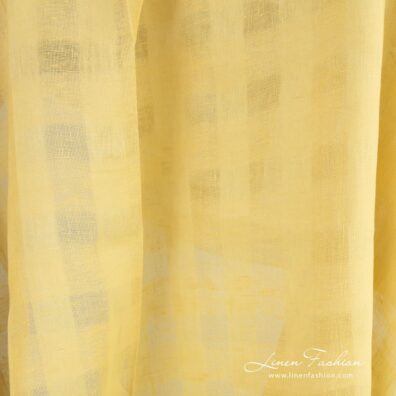 Yellow linen fabric in transparent checks