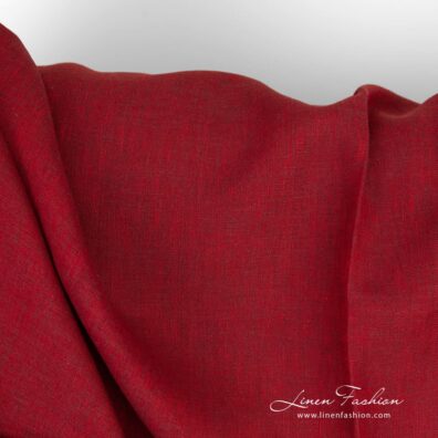 Red linen fabric in melange