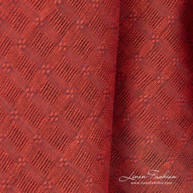 Red linen fabric in transparent checks