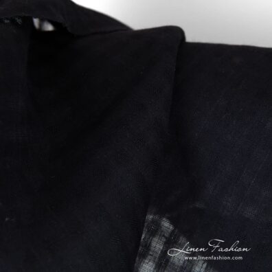 Black linen fabric in checks