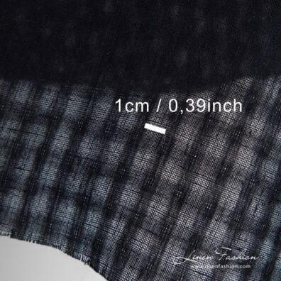 Black linen fabric in checks for scarves, shawls, tablecloths, curtains