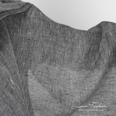 Transparent linen fabric in black and white melange