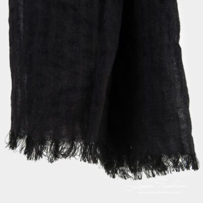 COPEN black linen shawl with fringes