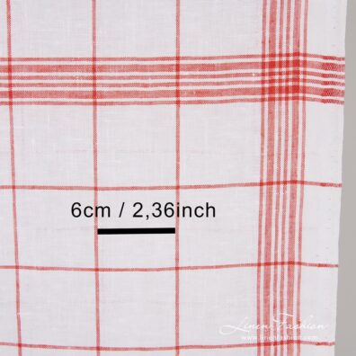 Linen fabric in red checks, perfect for kitchen towels