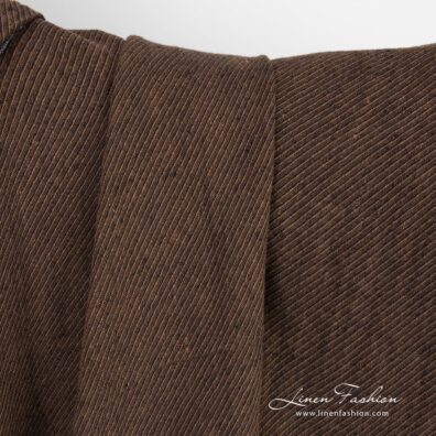 Linen fabric in dark brown and black twills