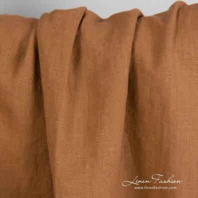 Linen fabric in clay brown color, specially washed to increase softness