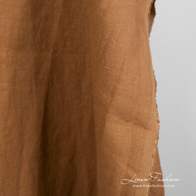 Linen fabric in clay brown color, perfect for clothes and home textile