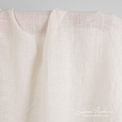 Off-white linen cotton fabric in plain weave
