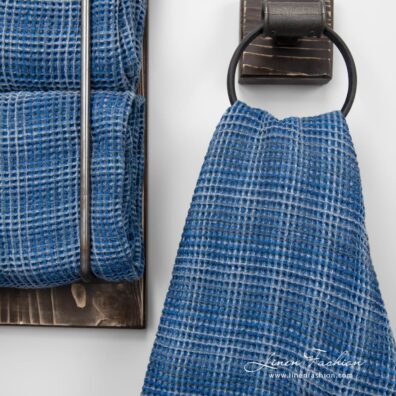 Linen cotton bath towel in blue color