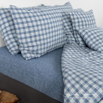 Blue linen bed set