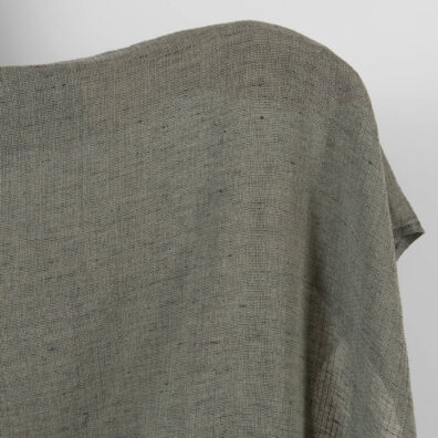 Grey linen cotton fabric in small delicate design, specially washed