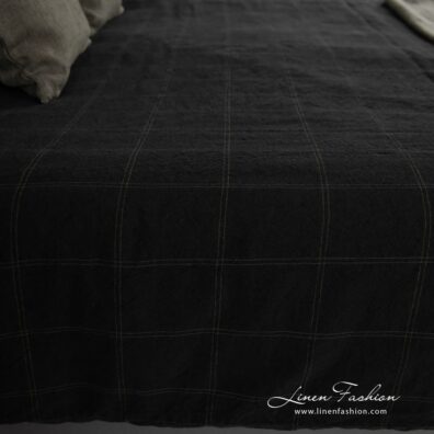 BOSKA linen cotton bed linen in black and dark green colors