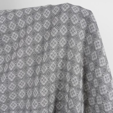 Grey linen cotton fabric in rhombus pattern, washed
