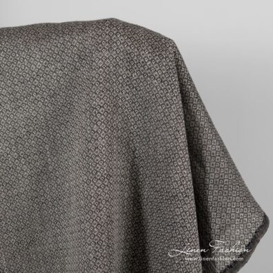 Grey linen fabric in black rhombus