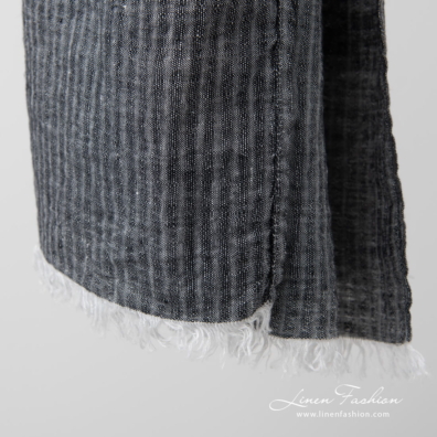 striped black shawl with fringes.