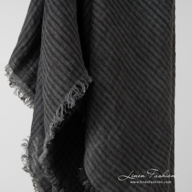 grey linen scarf, with transparent checks.