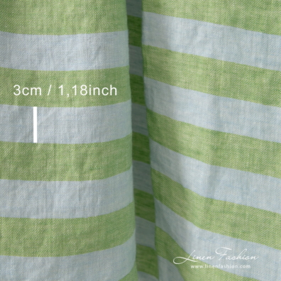 blue green striped linen 3cm. width.