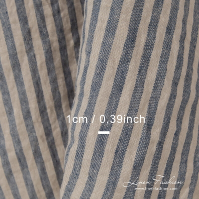 linen striped blue fabric, 1cm.
