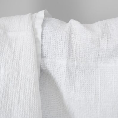 linen cotton white waffle in squares.