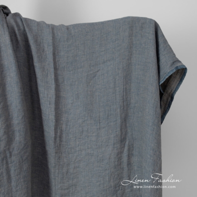 linen blue striped fabric, washed.